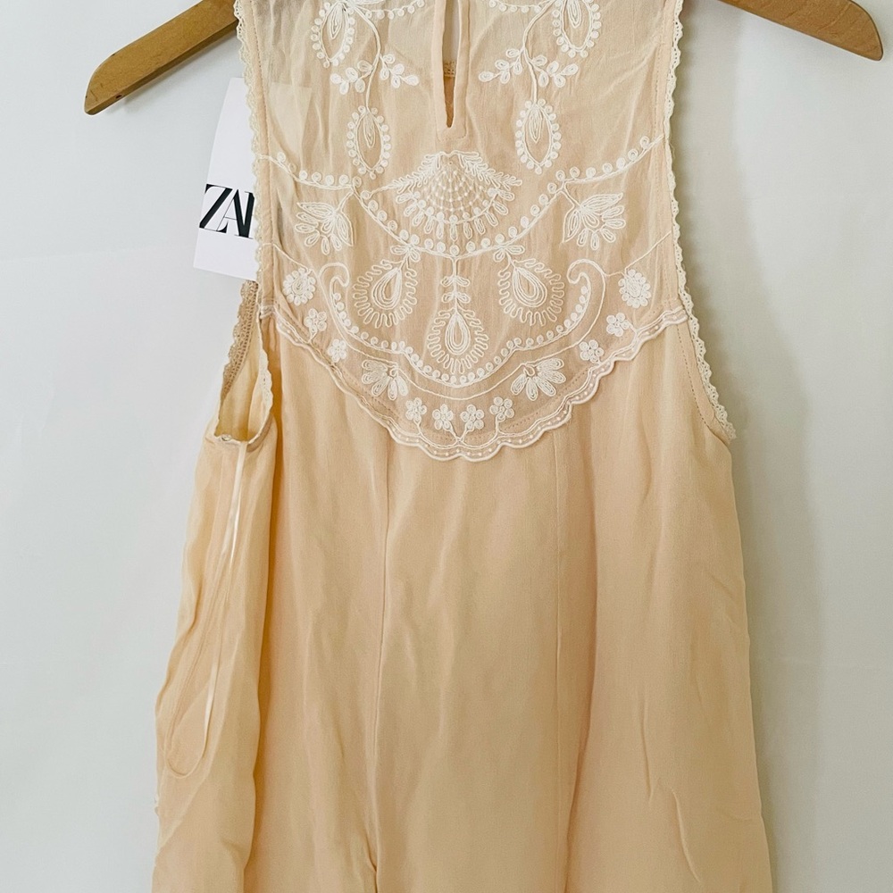 NWT $129 ZARA CONTRAST EMBROIDERED DRESS ZW COLLECTION XS - Picture 11 of 12